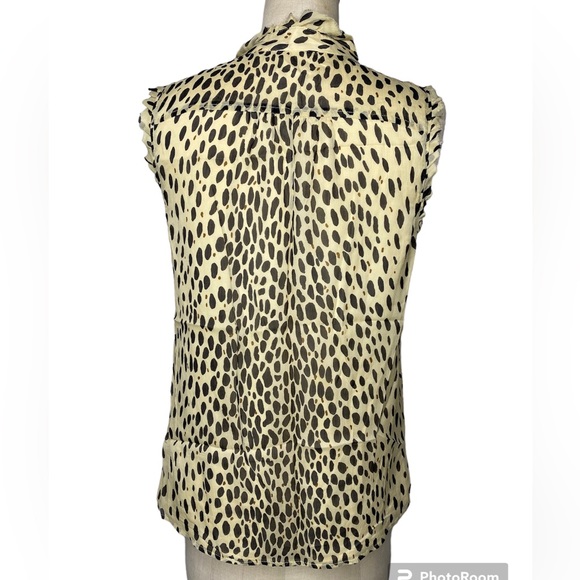 J Crew sleeveless ruffle animal print top 100% silk - Picture 4 of 4